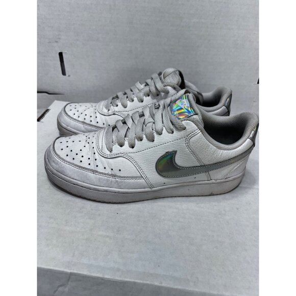 Nike Court Vision Womens Holographic White Sneakers Size 8.5 - Picture 1 of 8
